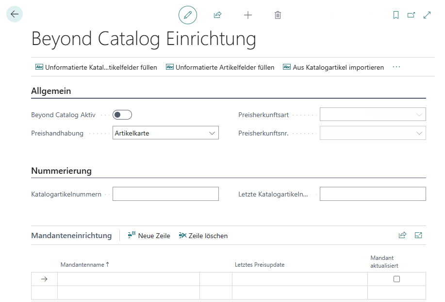 Beyond Catalog Einrichtung