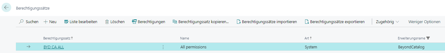 Berechtigungssätze für Beyond Catalog
