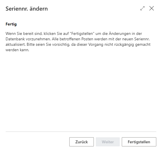 Abschließen der Seriennummeränderung