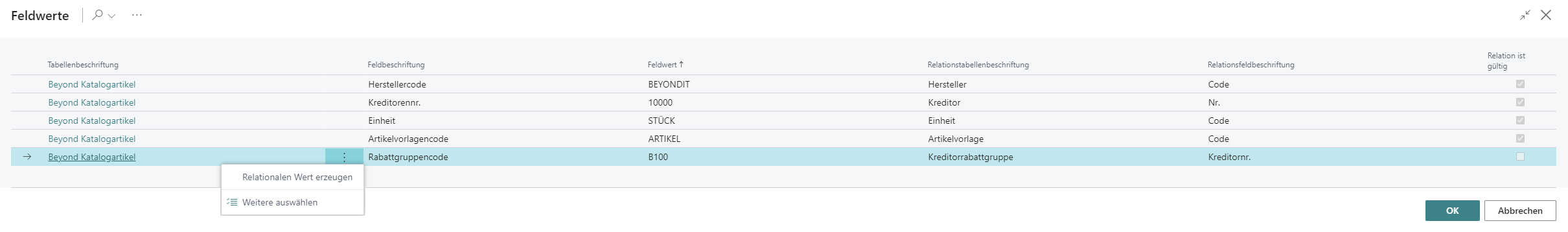 Datenrelation erstellen