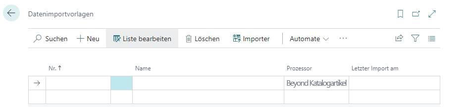 Datenimportvorlage für Beyond Katalogartikel