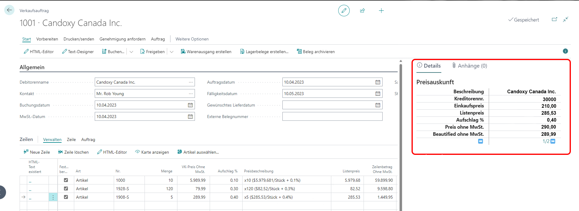 Infobox-Bereich für Beyond PriceChanges