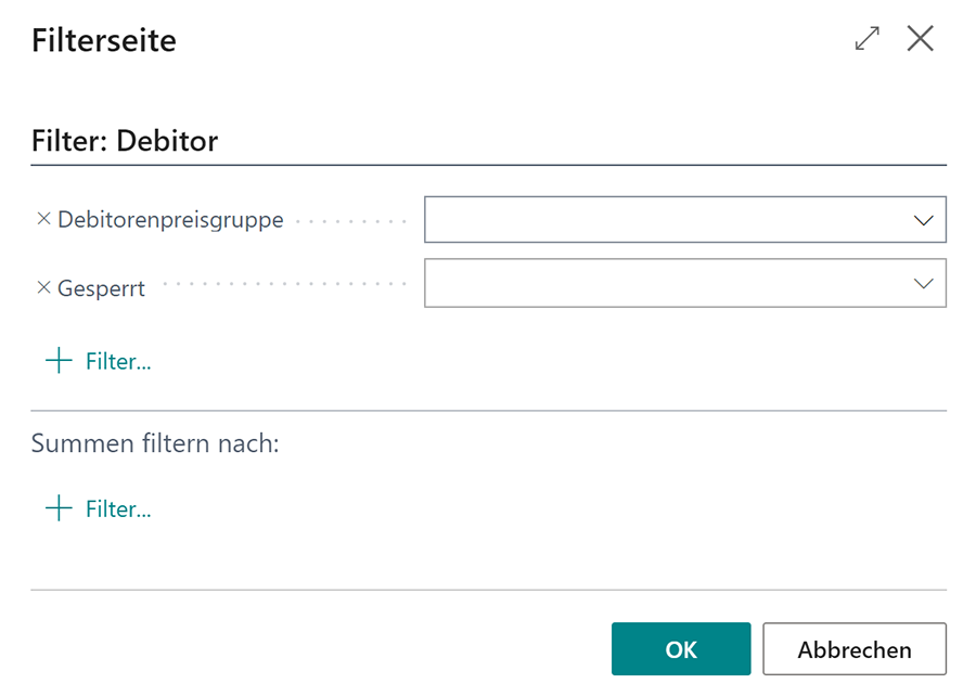 Filterseite Debitoren