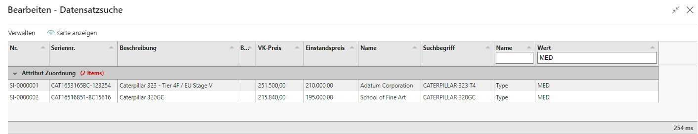 Datensatzsuche