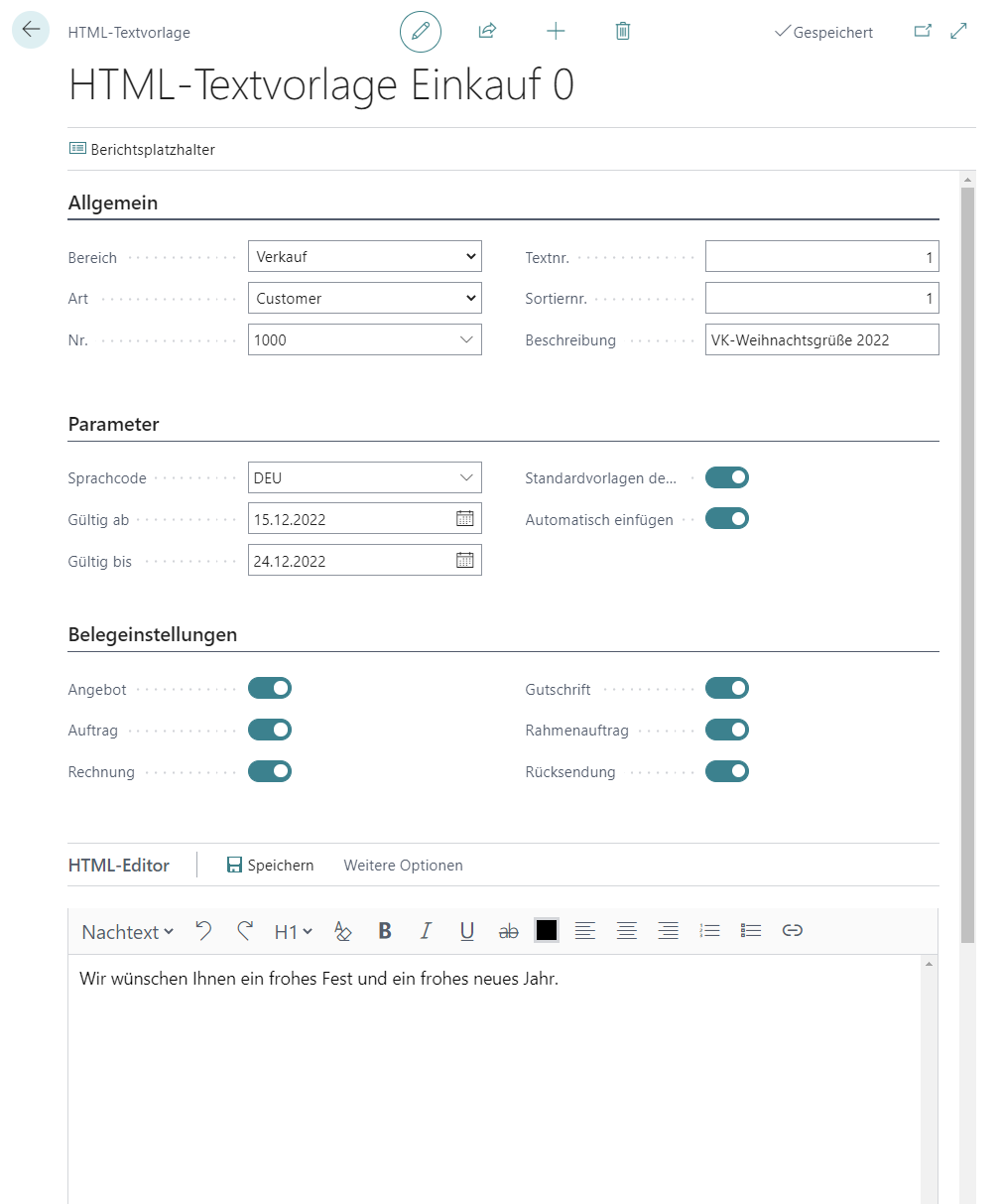 Fertige HTML-Textvorlage