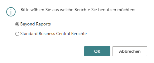 Dialogfenster zur Einstellung der standardmäßig zu verwendenden Berichte