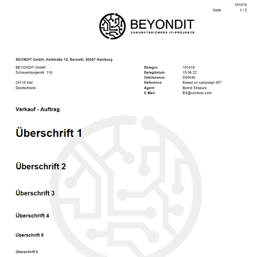 Überschriftenvergleich in einem Freitext (oben links platziert)