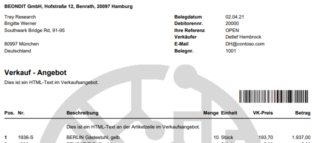 Barcode im Bericht drucken