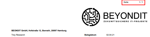 Seitenzahlen im Bericht oben drucken
