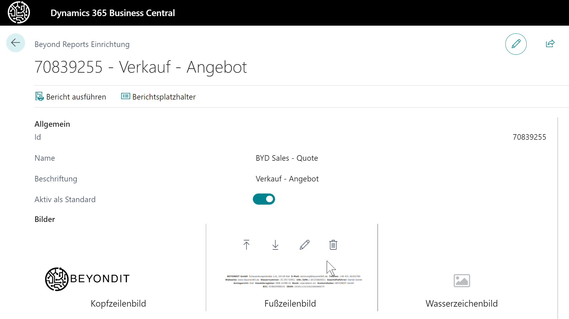 Zusätzliche Optionen für Fußzeilenbild