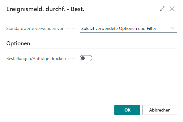 Dialogfenster Ereignismeld- durchf. - Best.