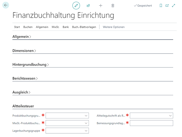 Finanzbuchhaltung Einrichtung