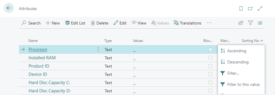 Change Sorting Order