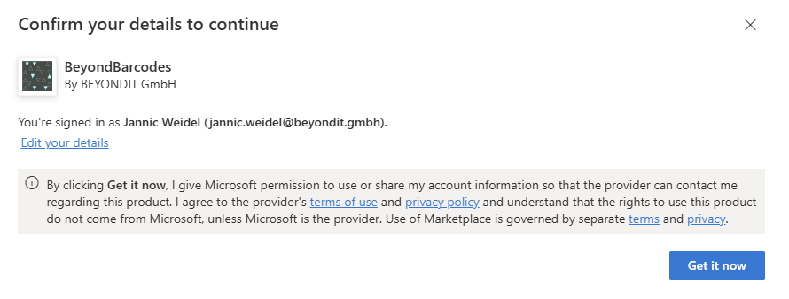 Install from Appsource