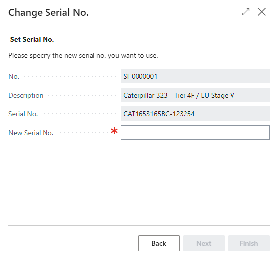 Change Serial Number - New Serial Number