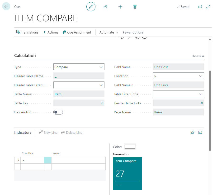 Item Compare Cue