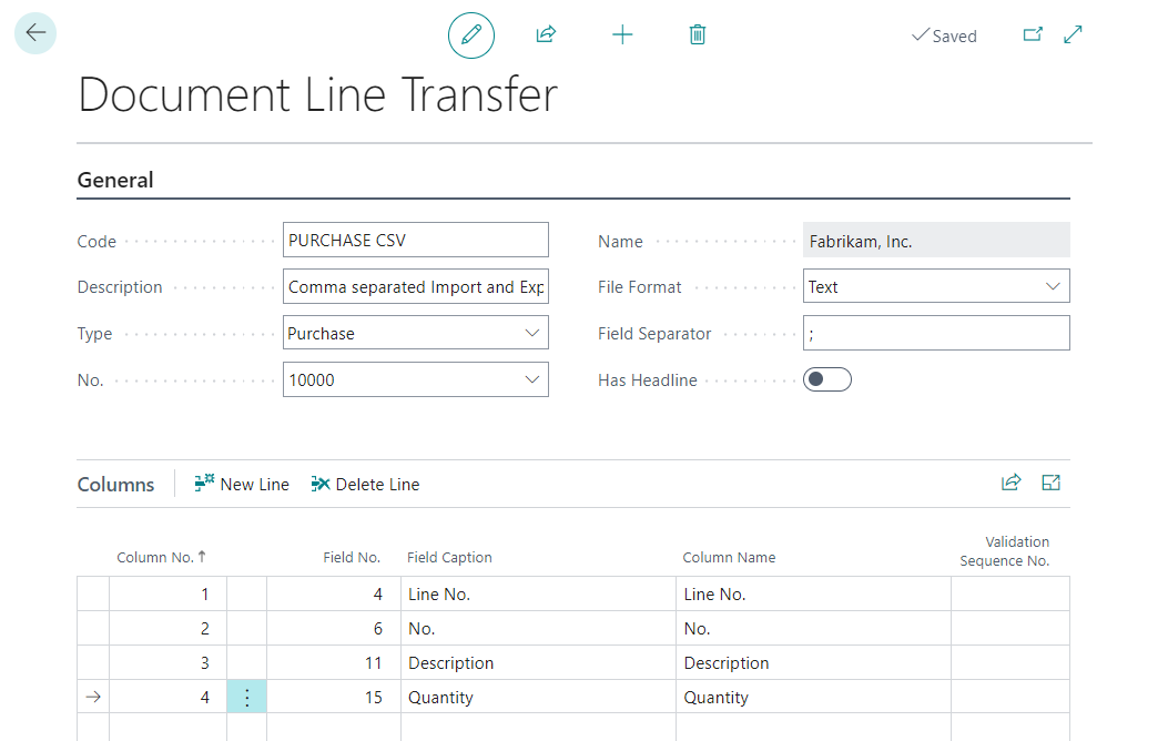 Configured Document Line Transfer Order