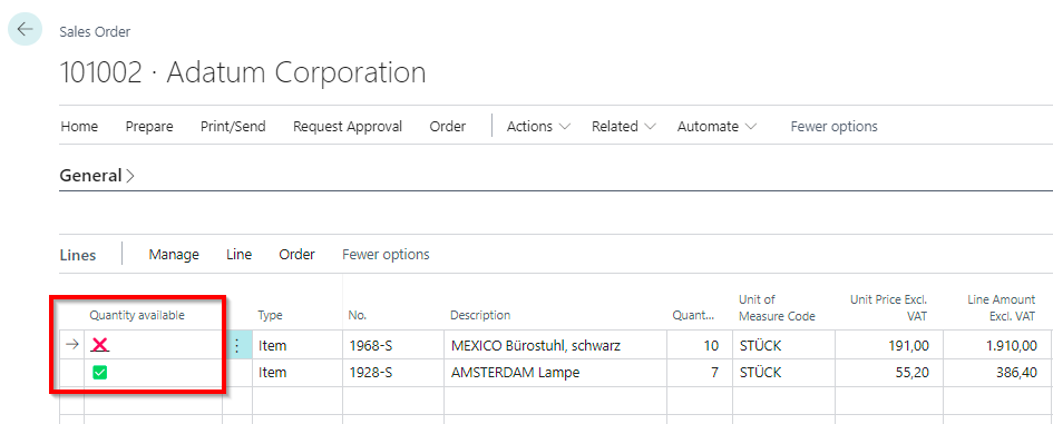 Indicator column in Sales Order