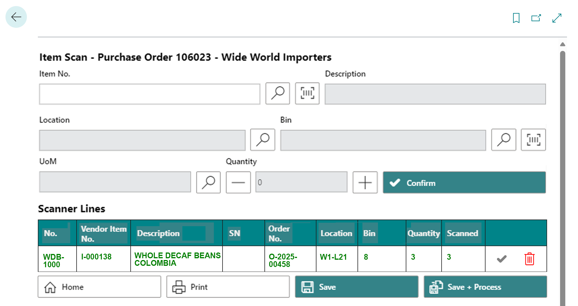 Added Item Line to Purchase Order