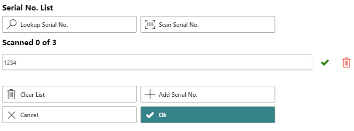 Confirm Serial Number in Serial Number List