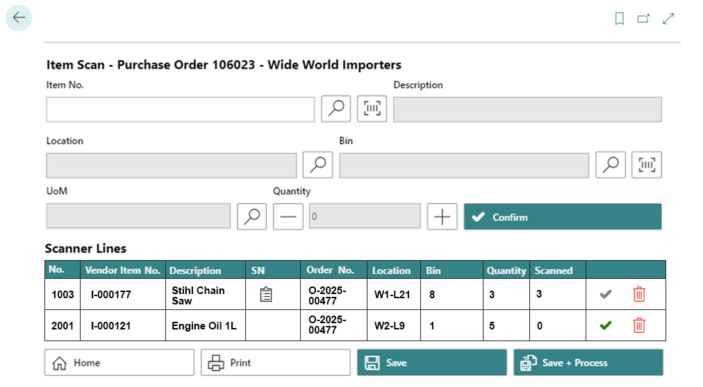 Serial Numbers added to Purchase Order