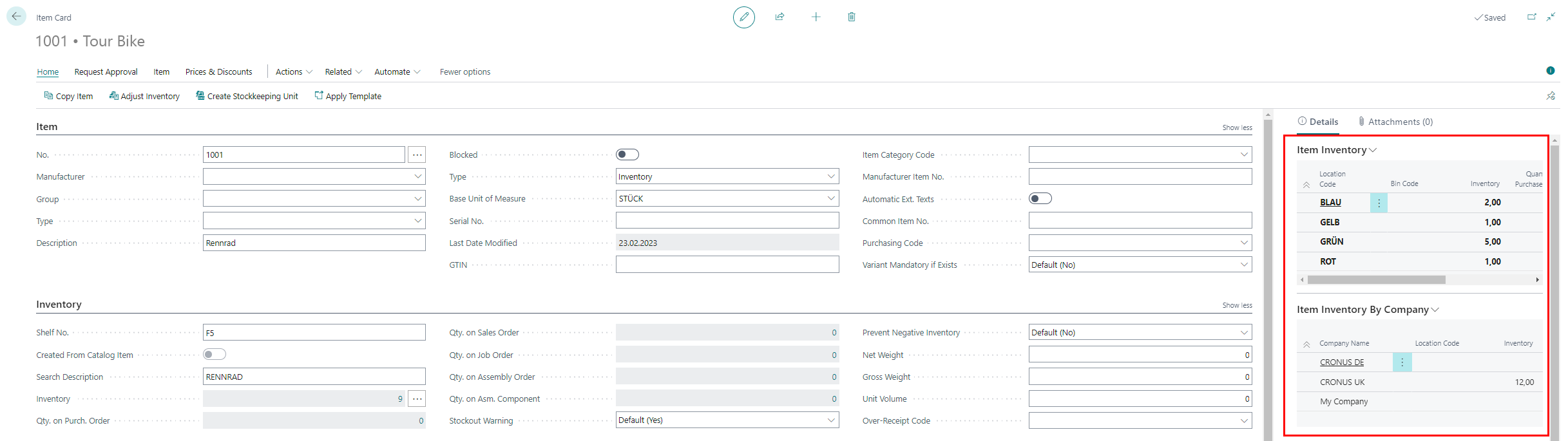 Factbox area for BEYOND InventoryDetails