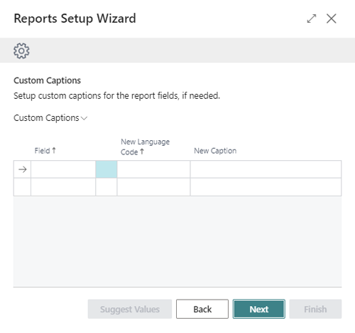 Setup Customized Captions in Reports