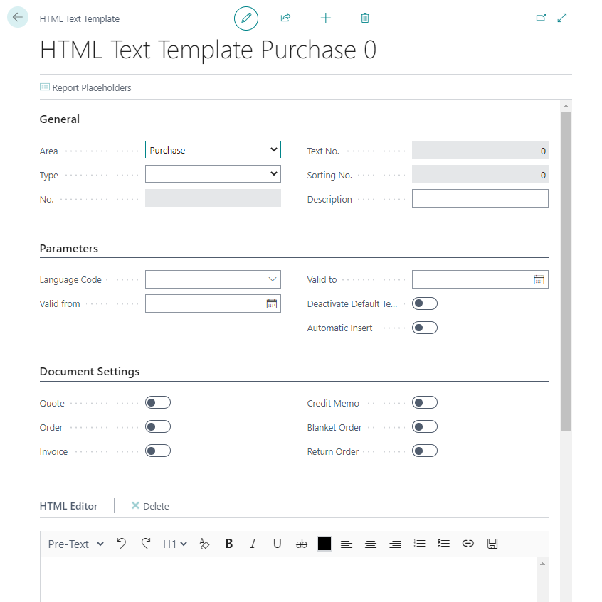 Create HTML Text Template