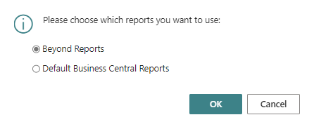 Dialog Box to set default reports