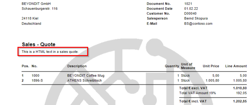 HTML Text on Document-Level