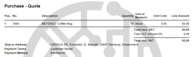 Report with Position Numbers