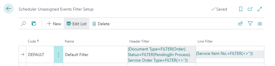 Scheduler Unassigned Events Filter Setup