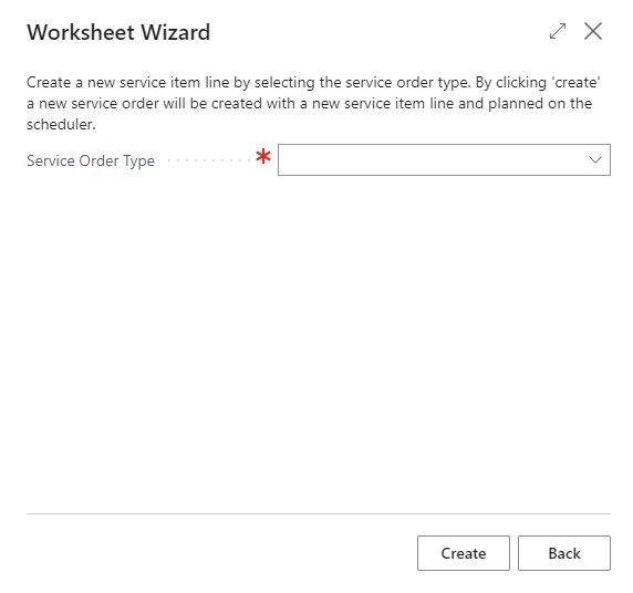 Create new service order via the wizard