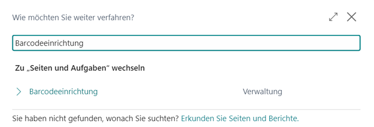 Suche nach der Seite Barcodeeinrichtung