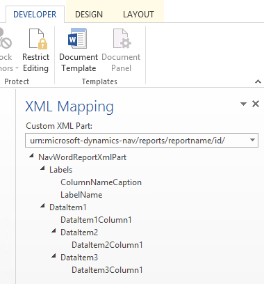 Clip aus dem XML-Zuordnungsbereich in Word