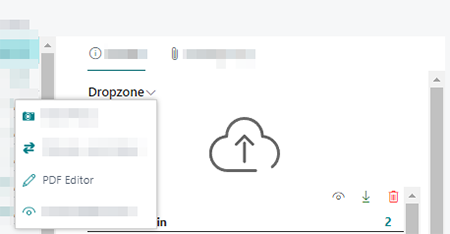 Dropdownmenü der Dropzone