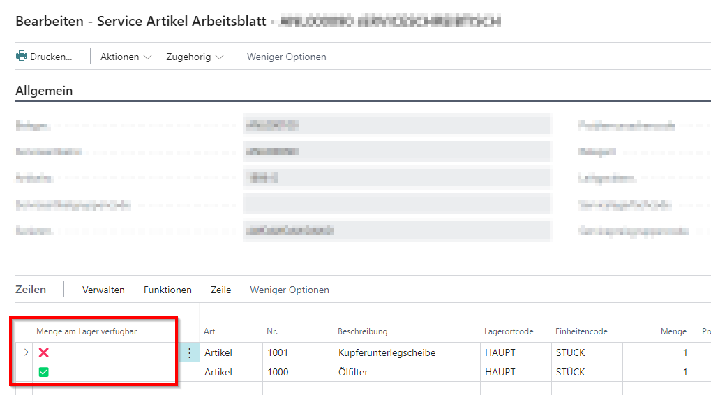 indicator-on-service-item-worksheet