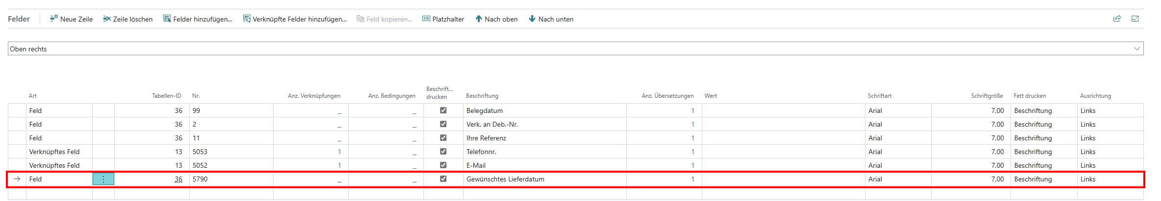 Gewünschtes Lieferdatum zum Bericht hinzugefügt