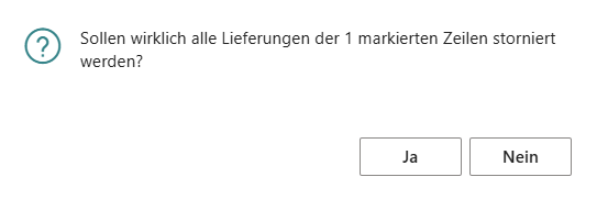 Dialog zum Stornieren von Artikelzeilen