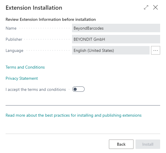 Extension Installation