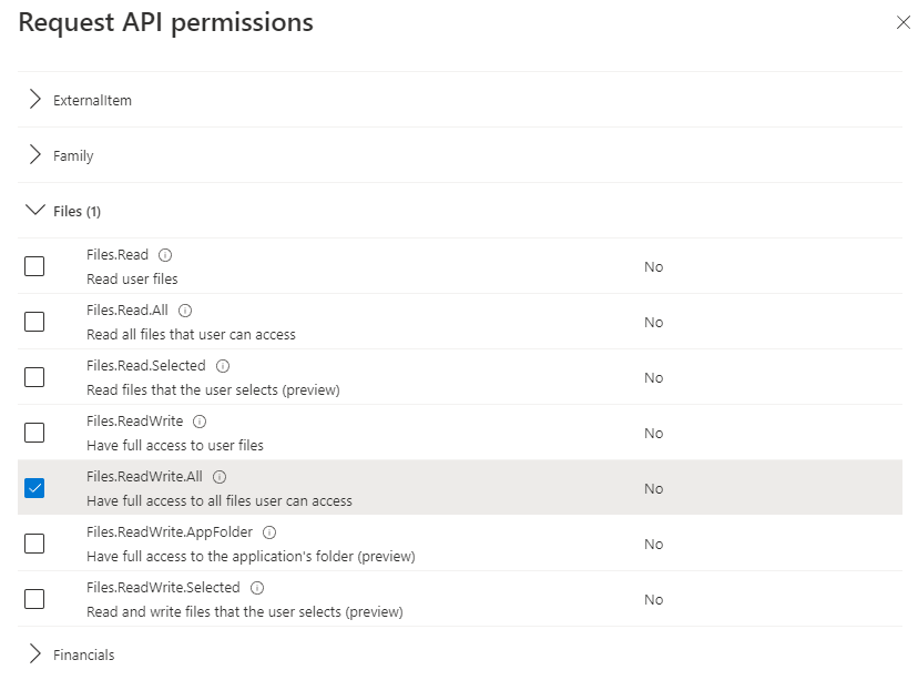 Add Files.ReadWrite.All permission