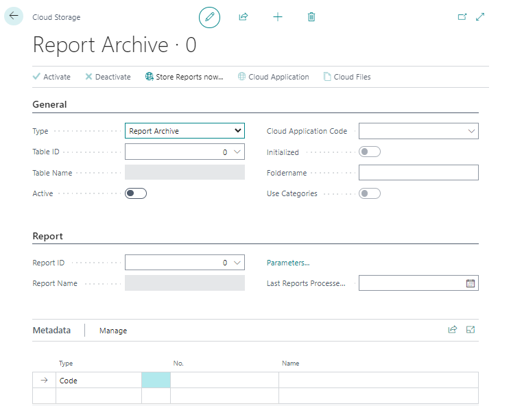 Set Up Report Archive