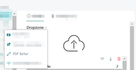 Dropdownmenu of the Dropzone