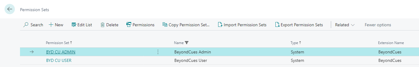 Permission Sets for Beyond Cues