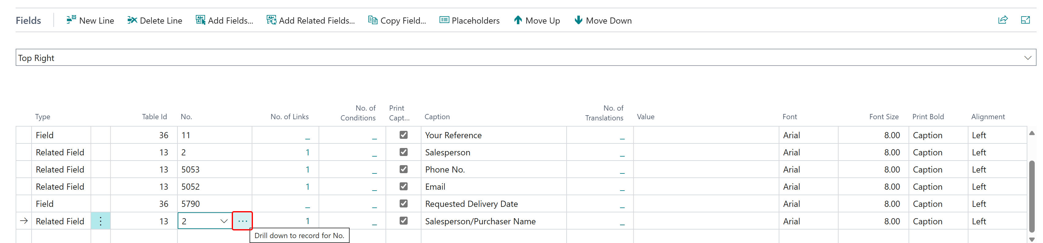 Ellipsis in a line with a Related Field