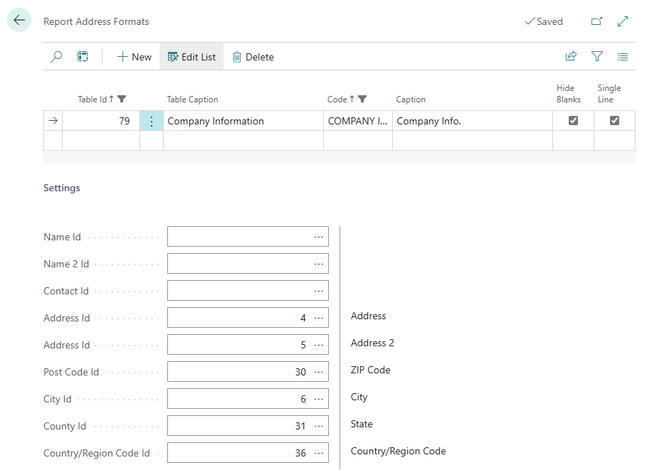 Report Address Formats