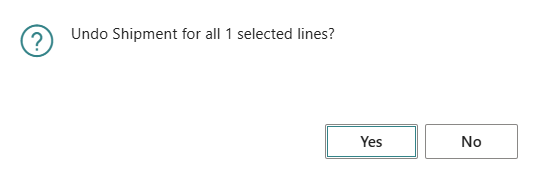 Dialog to undo Item Lines